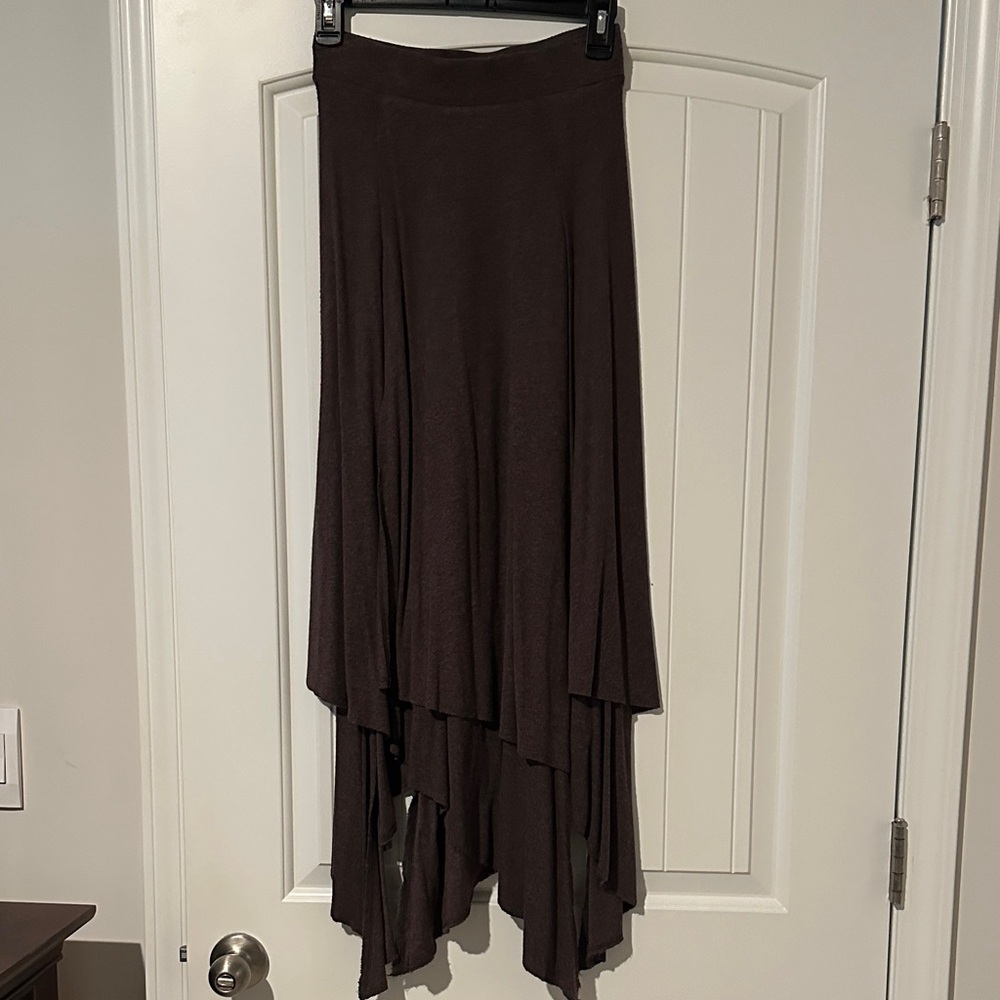 Bordeaux High-Low Brown Skirt